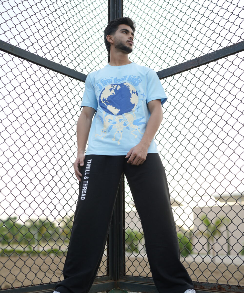 Sky Blue Puffed Street Wear Tees - Thrill & Thread