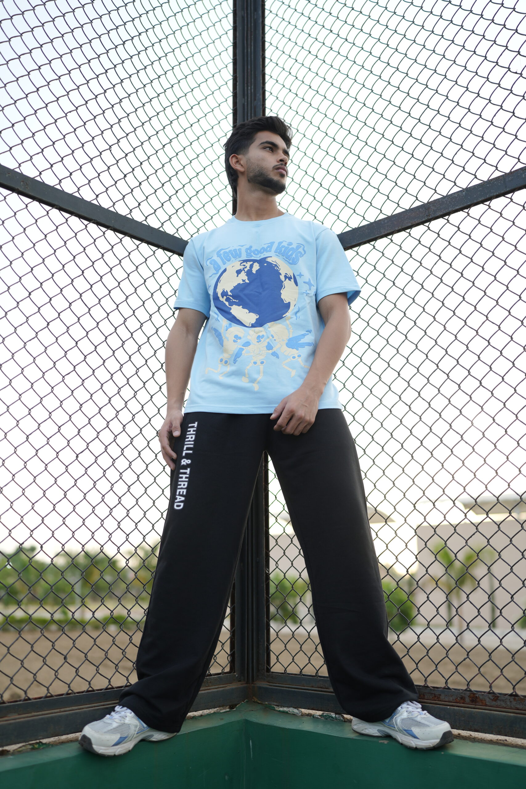 Sky Blue Puffed Street Wear Tees - Thrill & Thread
