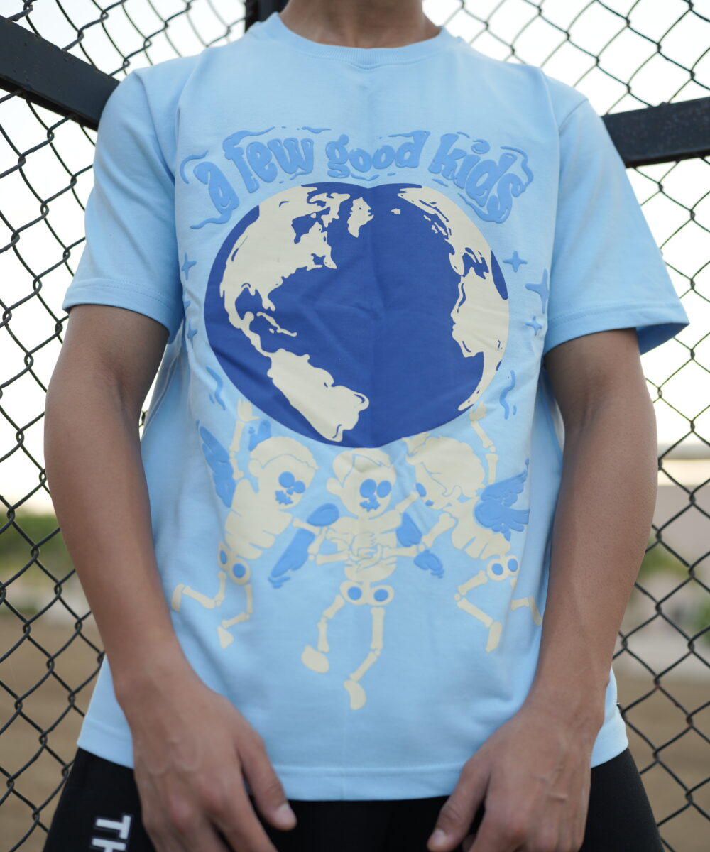 Sky Blue Puffed Street Wear Tees - Thrill & Thread