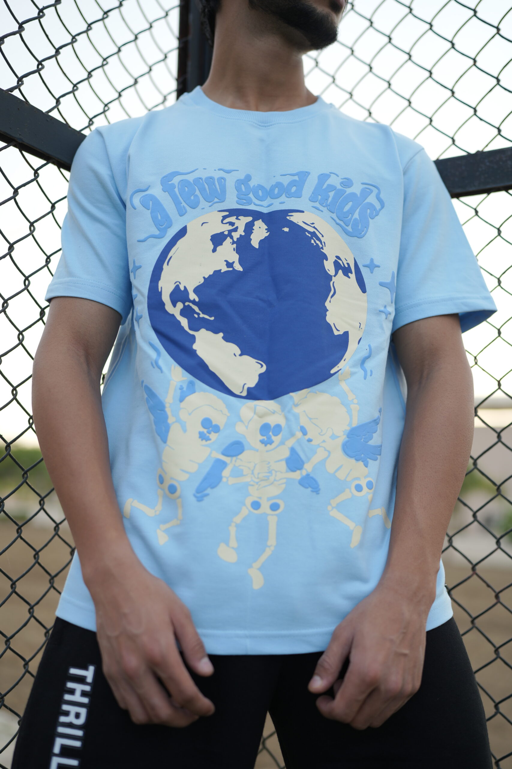 Sky Blue Puffed Street Wear Tees - Thrill & Thread