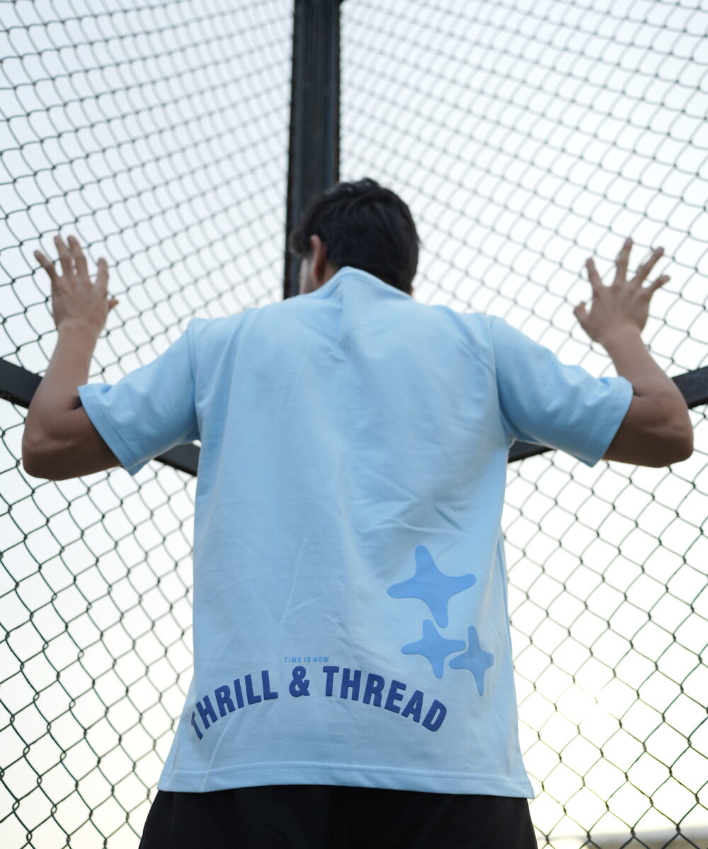 Sky Blue Puffed Street Wear Tees - Thrill & Thread