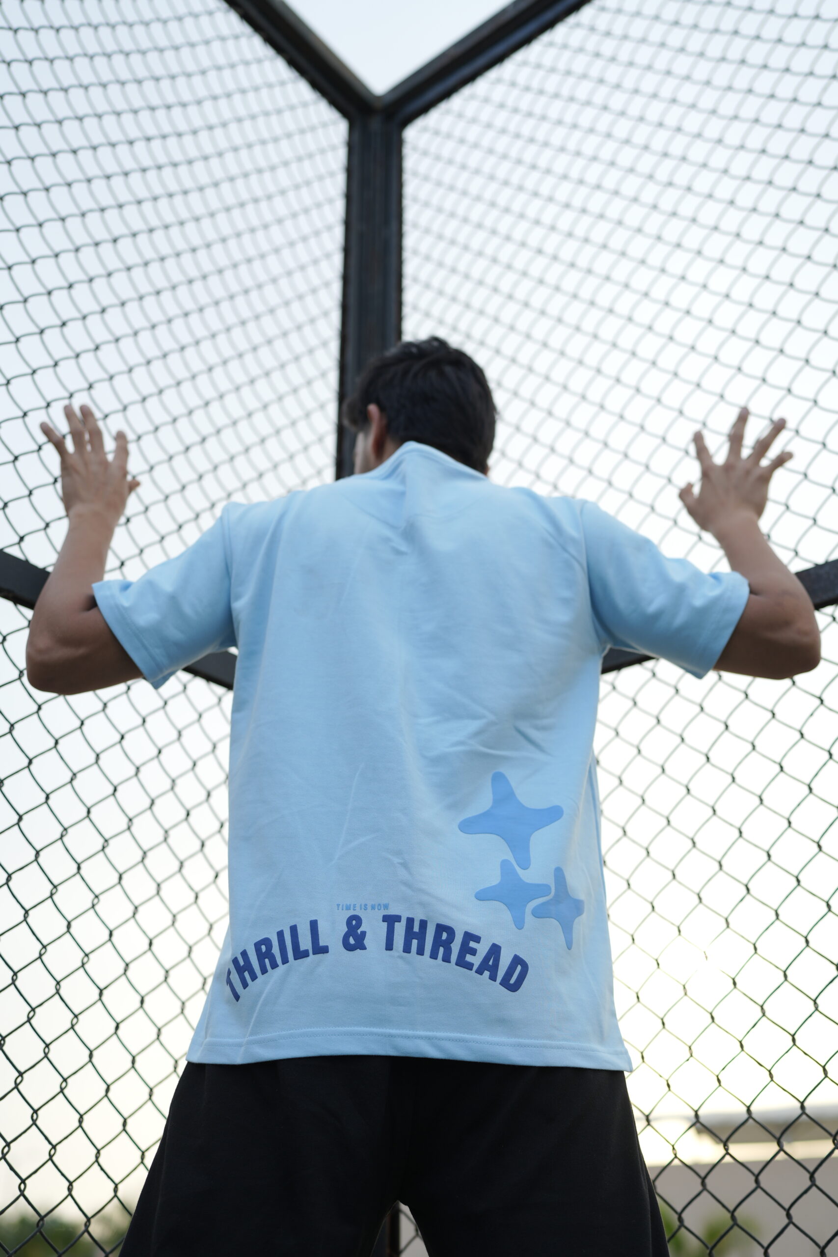 Sky Blue Puffed Street Wear Tees - Thrill & Thread