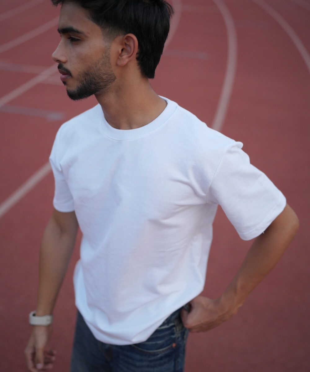 Thrill and Thread Blurred T-shirt design - White
