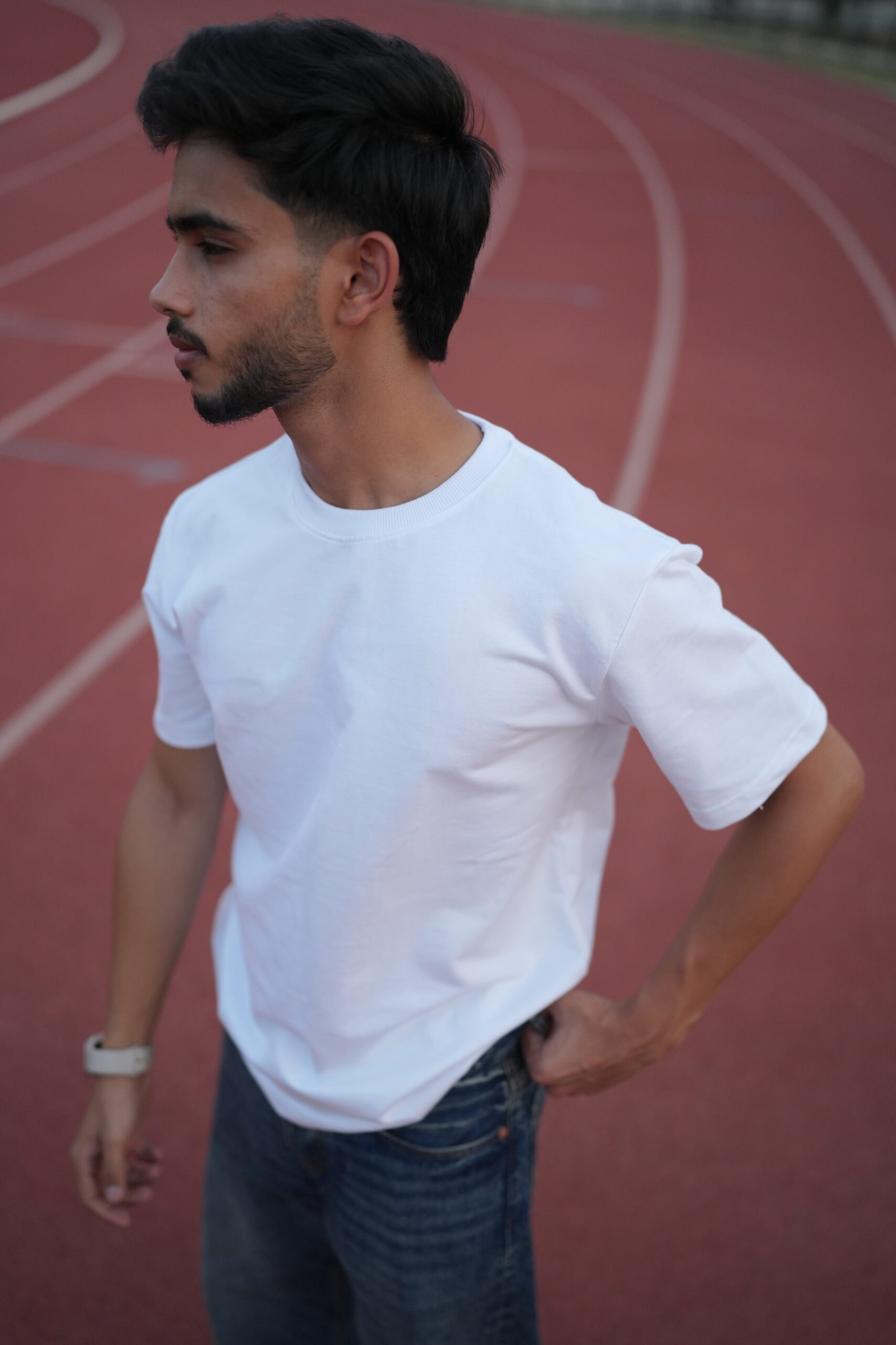 Thrill and Thread Blurred T-shirt design - White