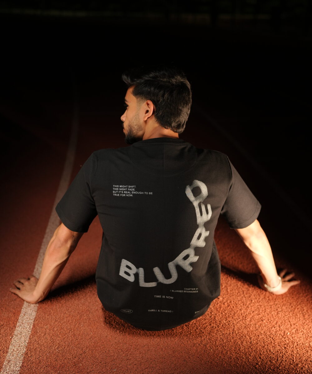 Thrill and Thread Blurred T-shirt design - Universal Black