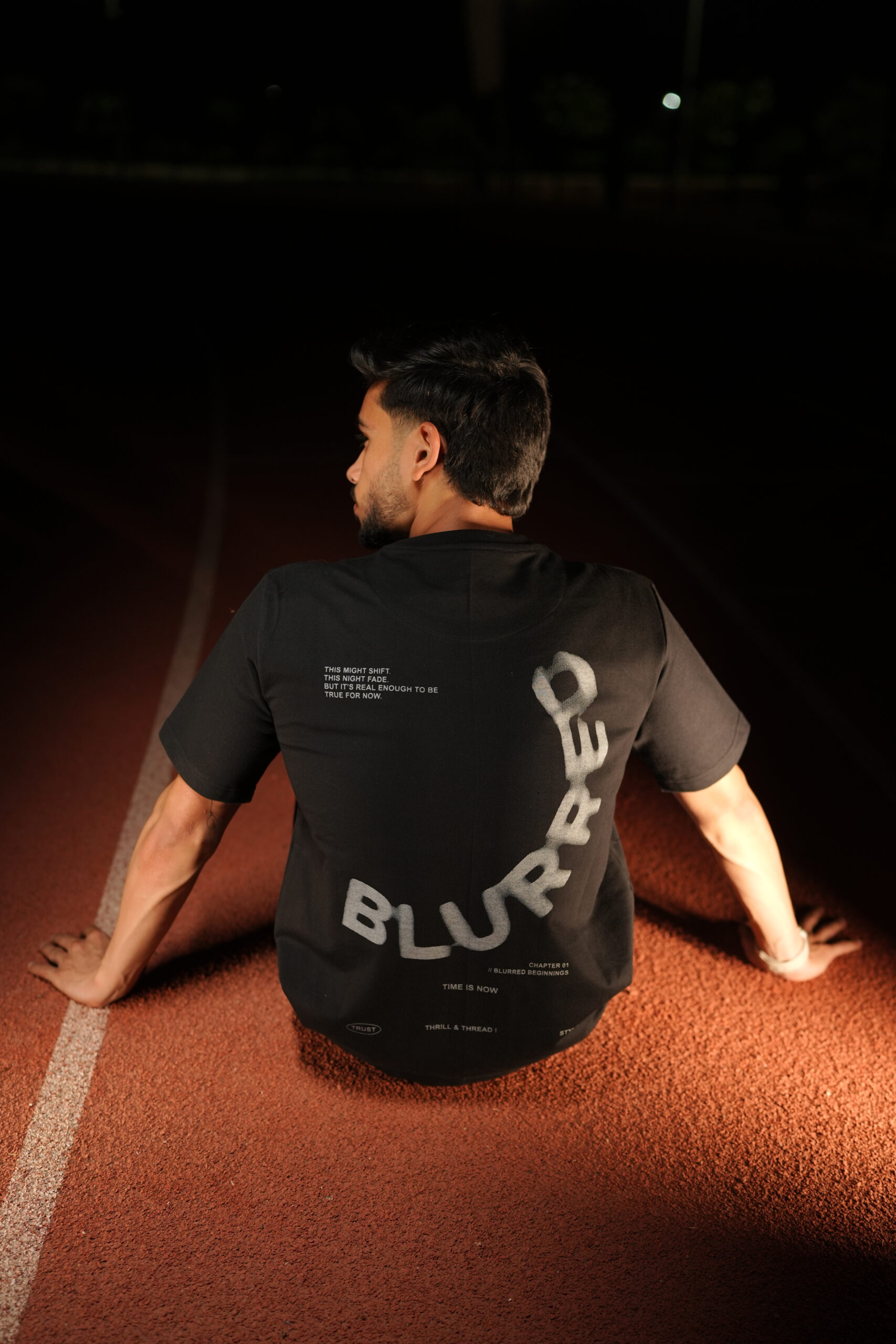 Thrill and Thread Blurred T-shirt design - Universal Black