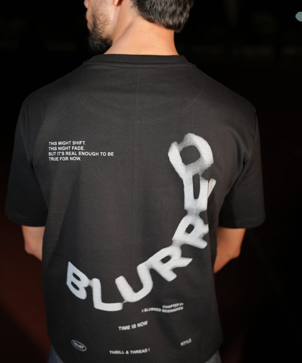 Thrill and Thread Blurred T-shirt design - Universal Black