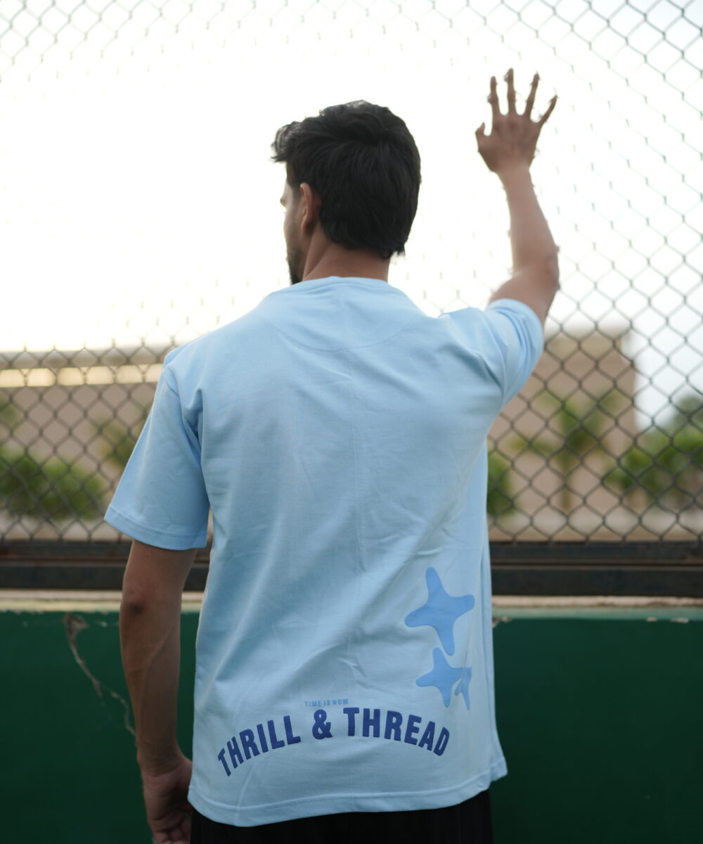 Sky Blue Puffed Street Wear Tees - Thrill & Thread