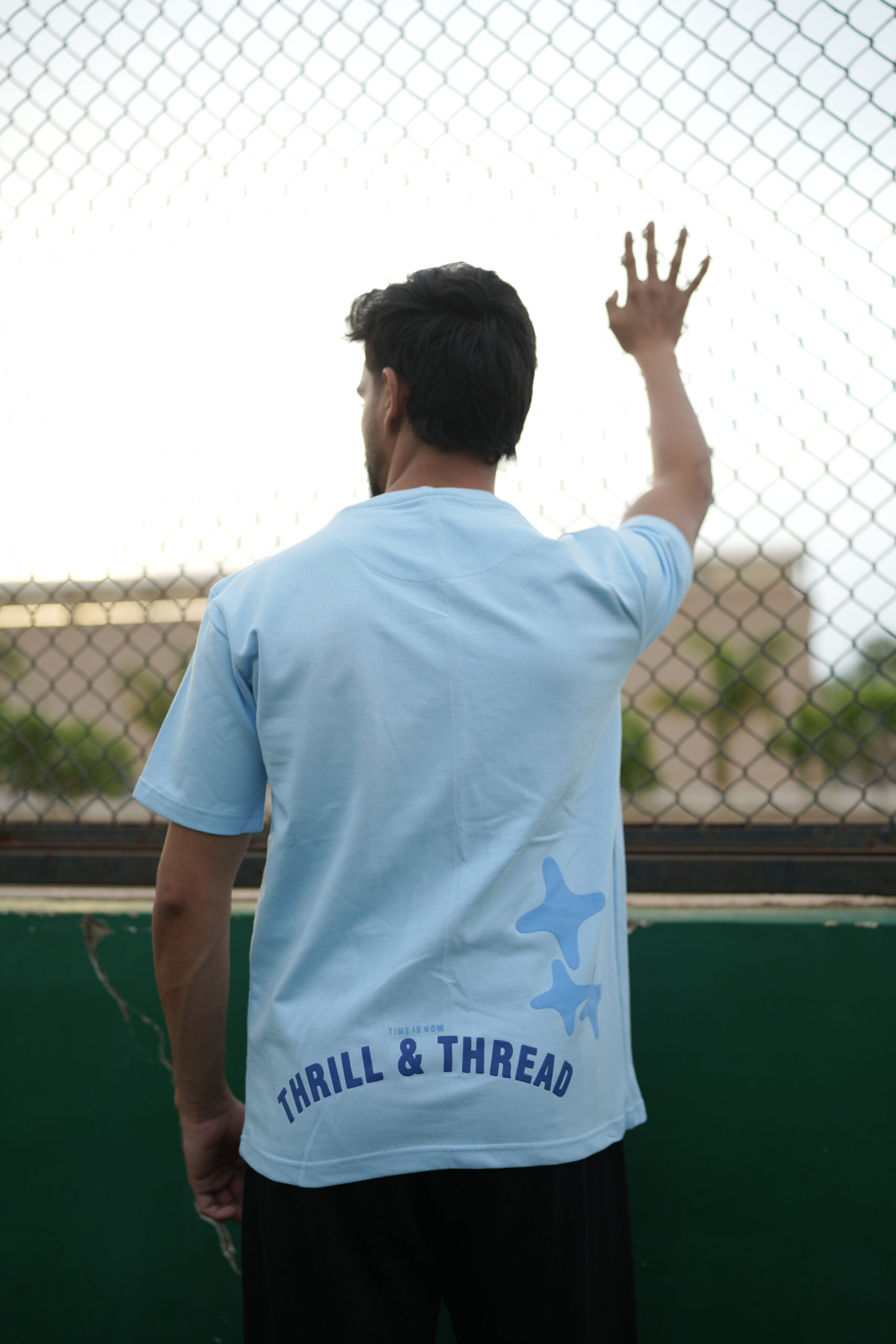 Sky Blue Puffed Street Wear Tees - Thrill & Thread
