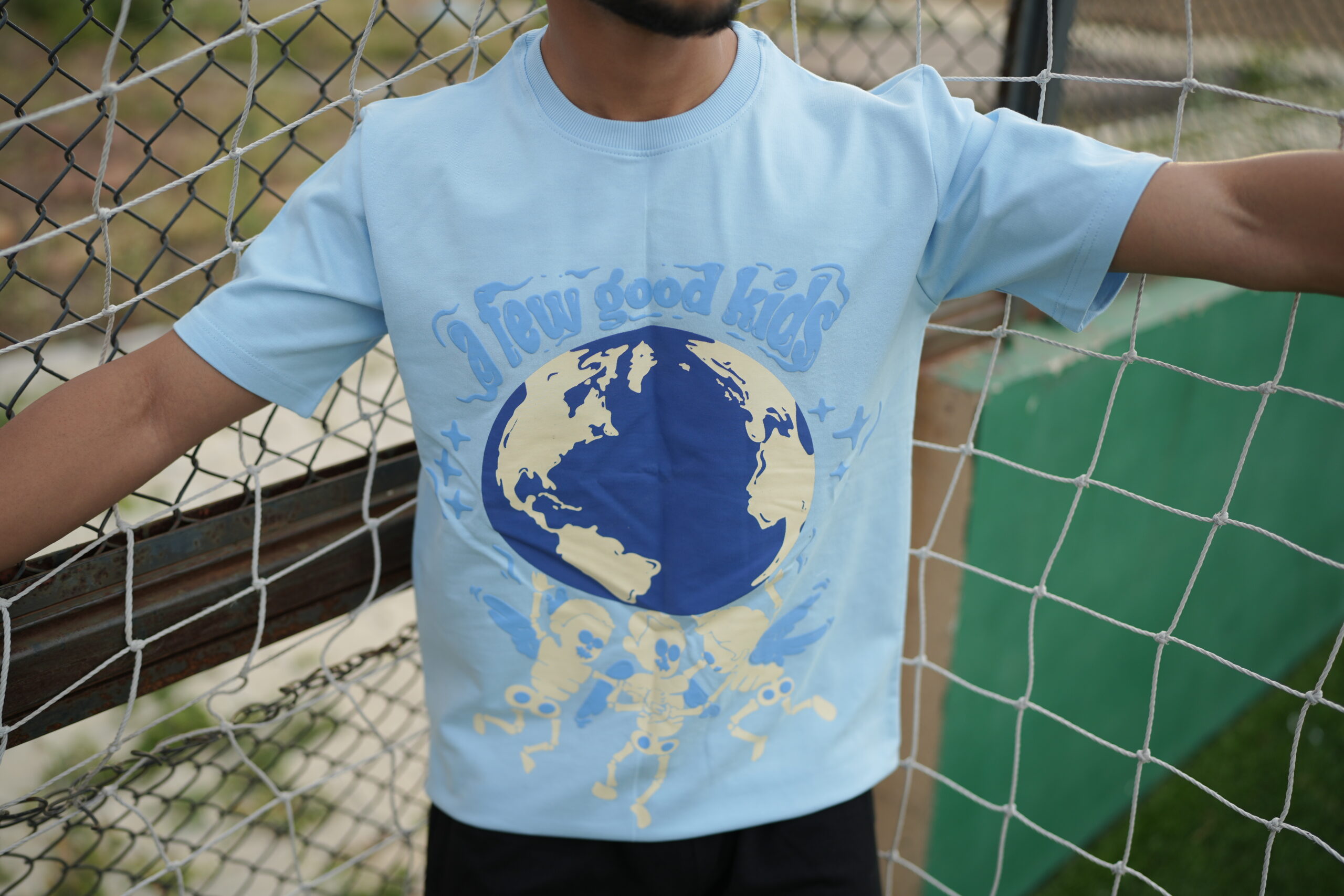 Sky Blue Puffed Street Wear Tees - Thrill & Thread