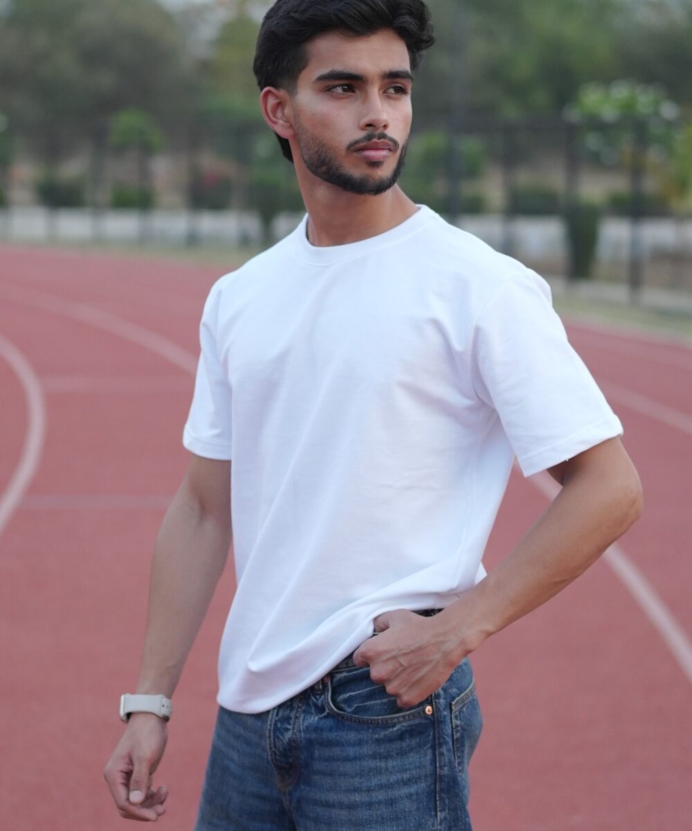 Thrill and Thread Blurred T-shirt design - White