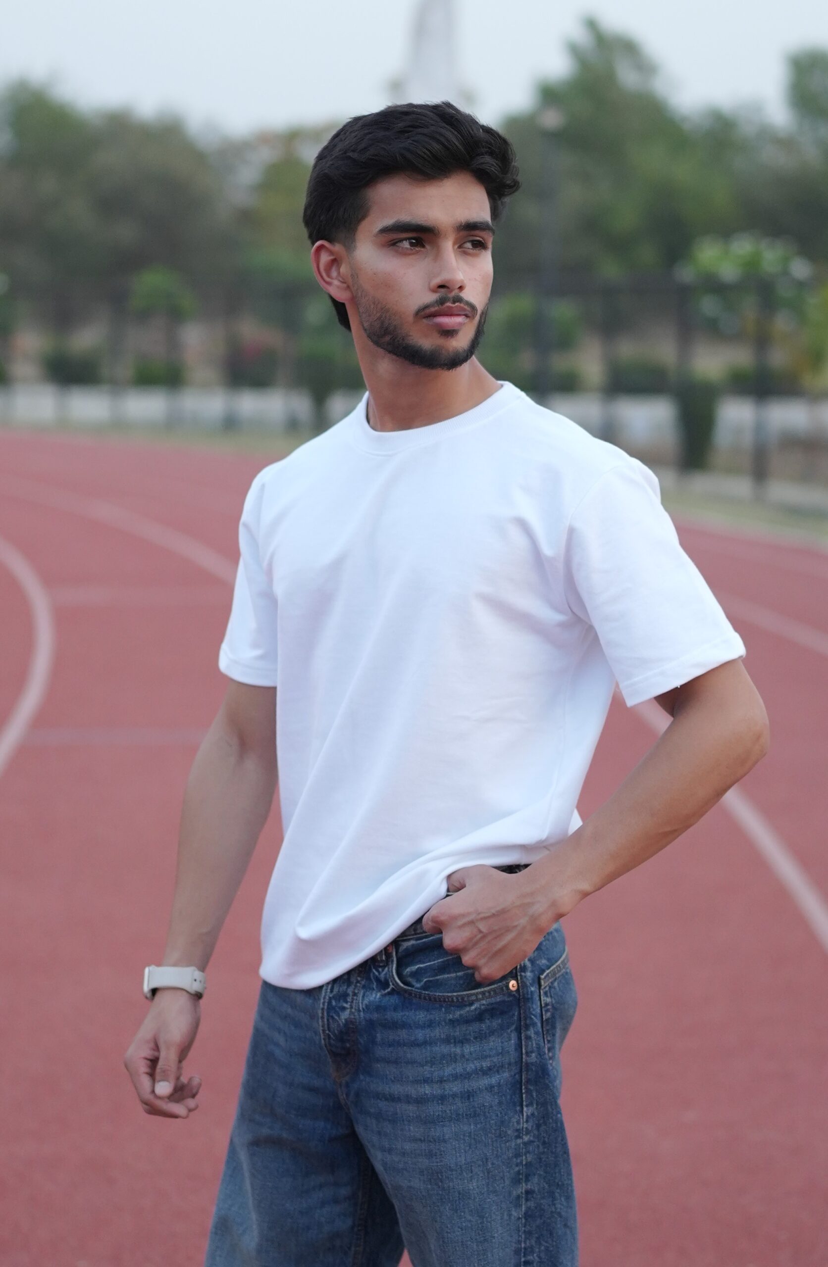 Thrill and Thread Blurred T-shirt design - White