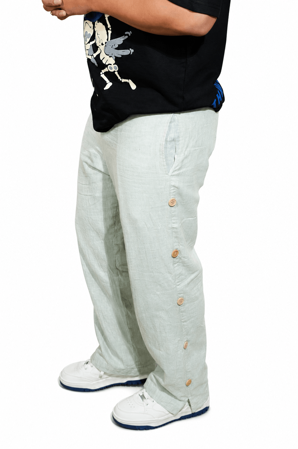 Pista Green breathable linen trackpants