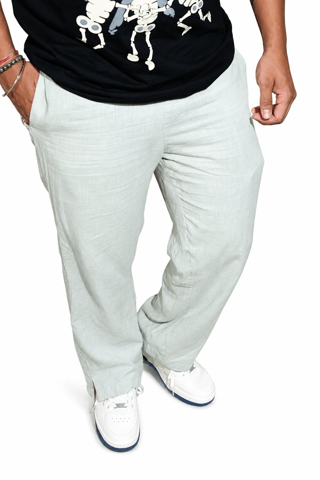 Pista Green breathable linen trackpants