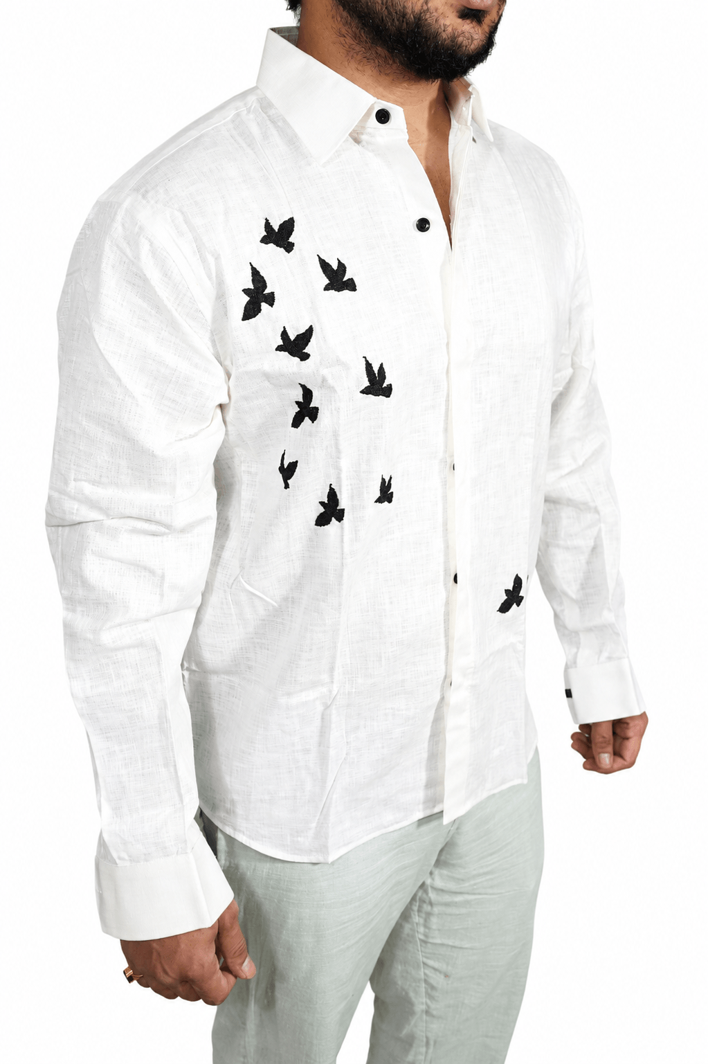 Off White breathable linen shirt for men
