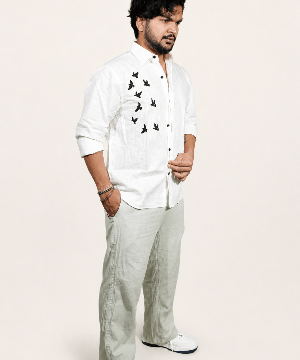 Off White breathable linen shirt for men