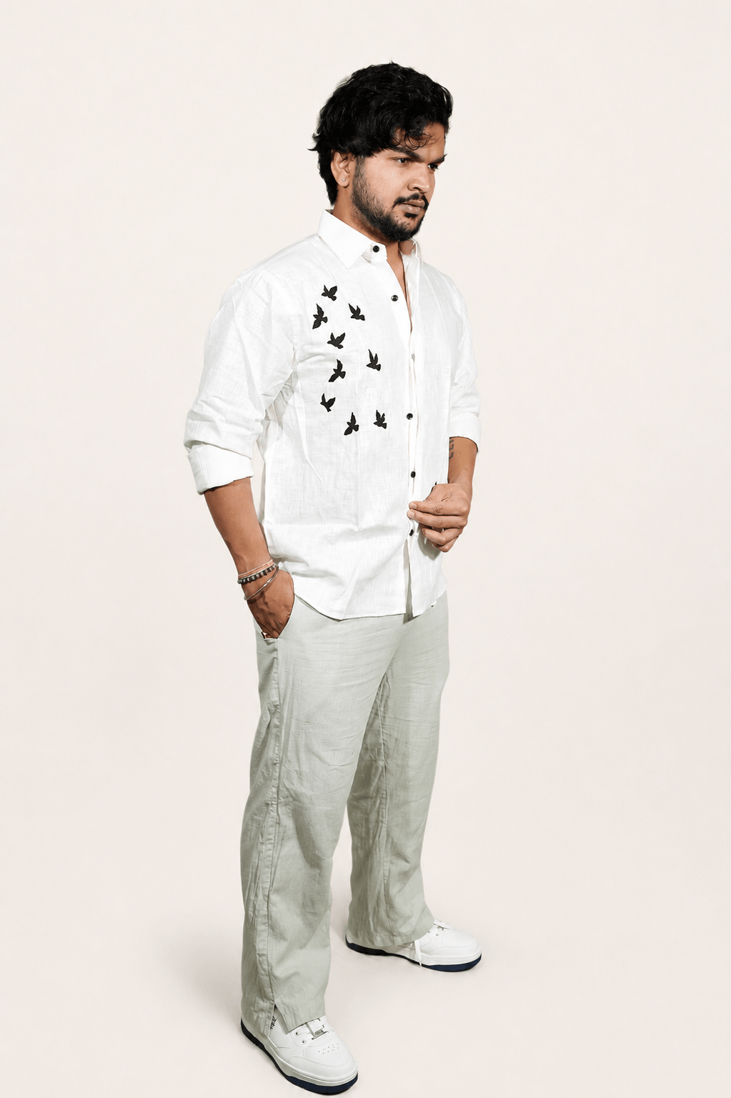 Off White breathable linen shirt for men