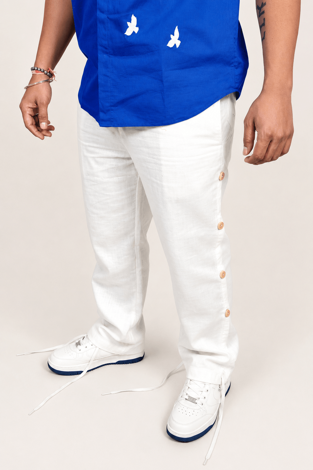 Off White breathable linen trackpants