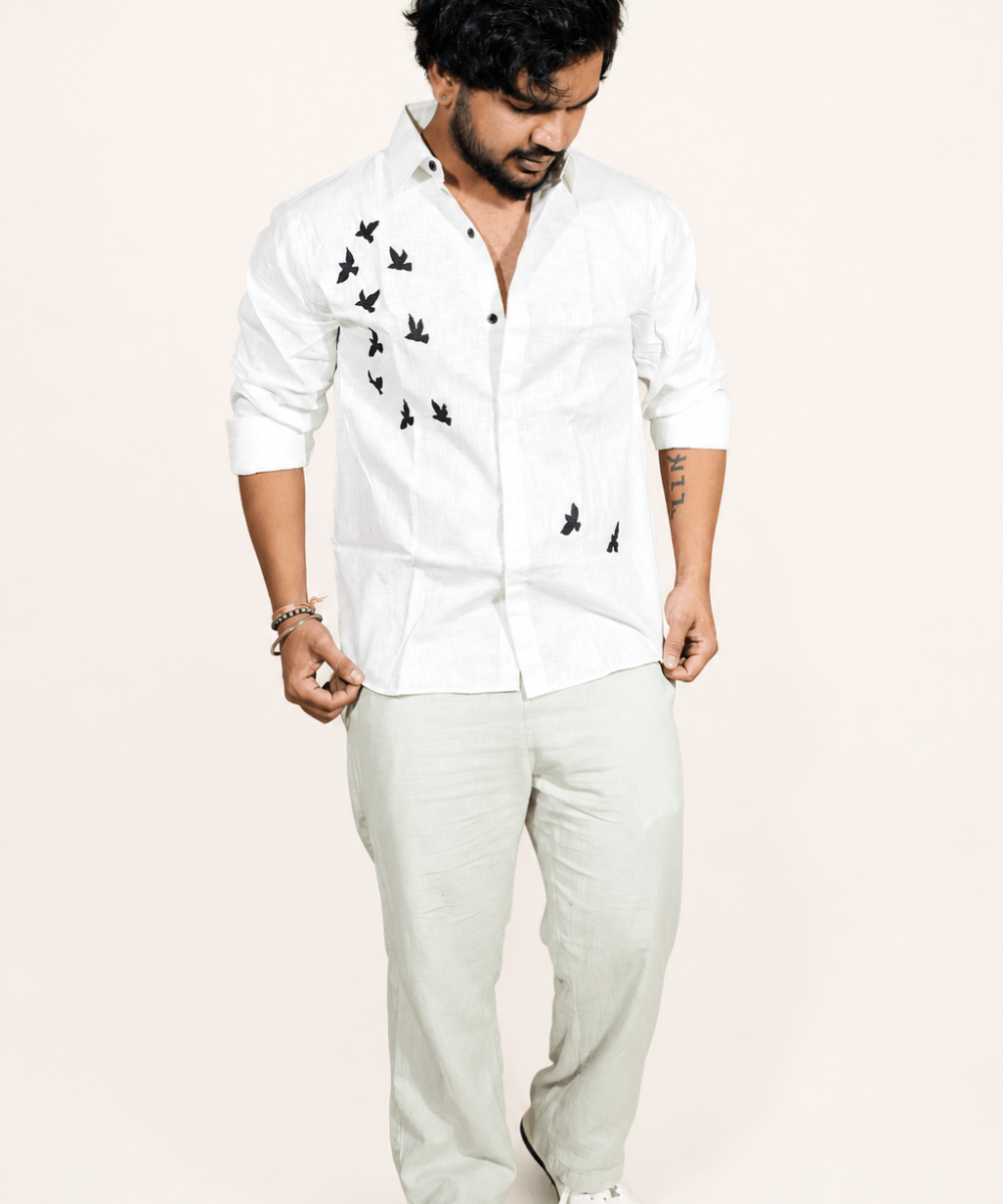 Off White breathable linen shirt for men