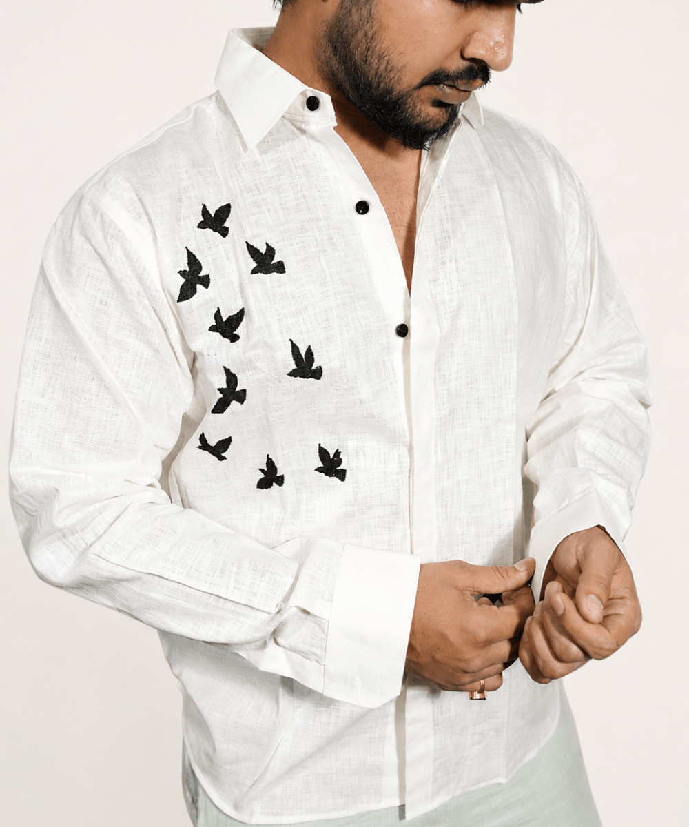Off White breathable linen shirt for men