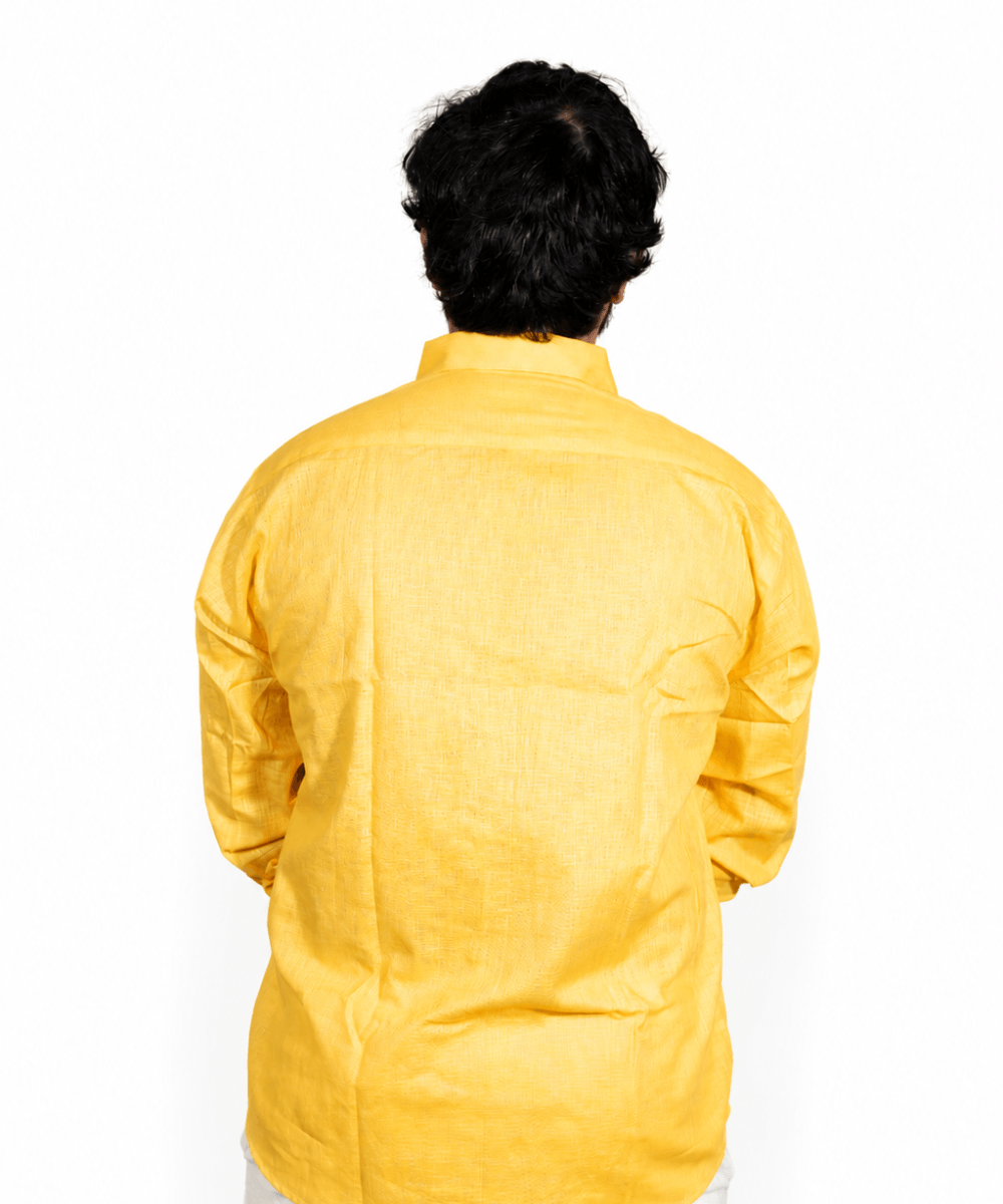 Lime yellow breathable linen shirt for men