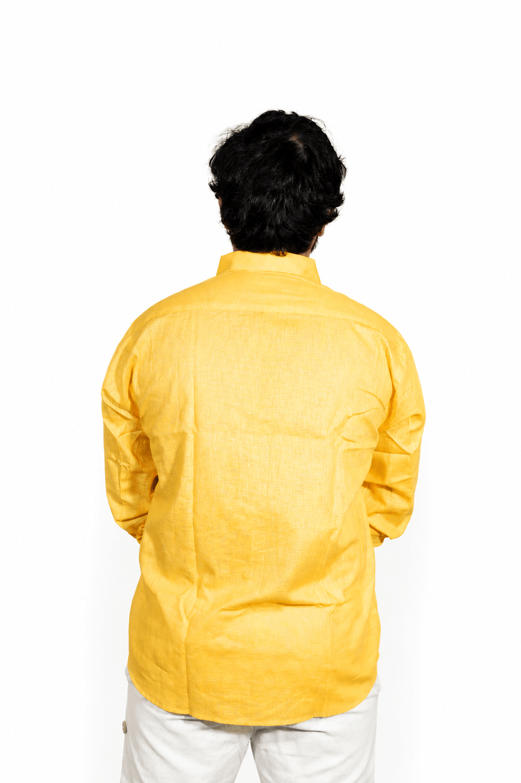 Lime yellow breathable linen shirt for men