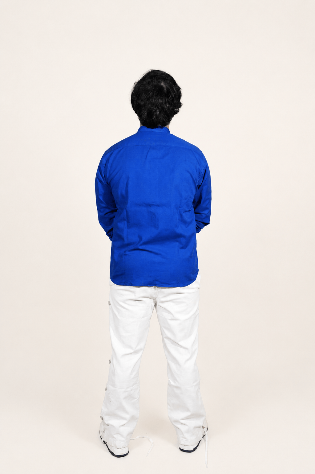 Royal blue breathable linen shirt for men