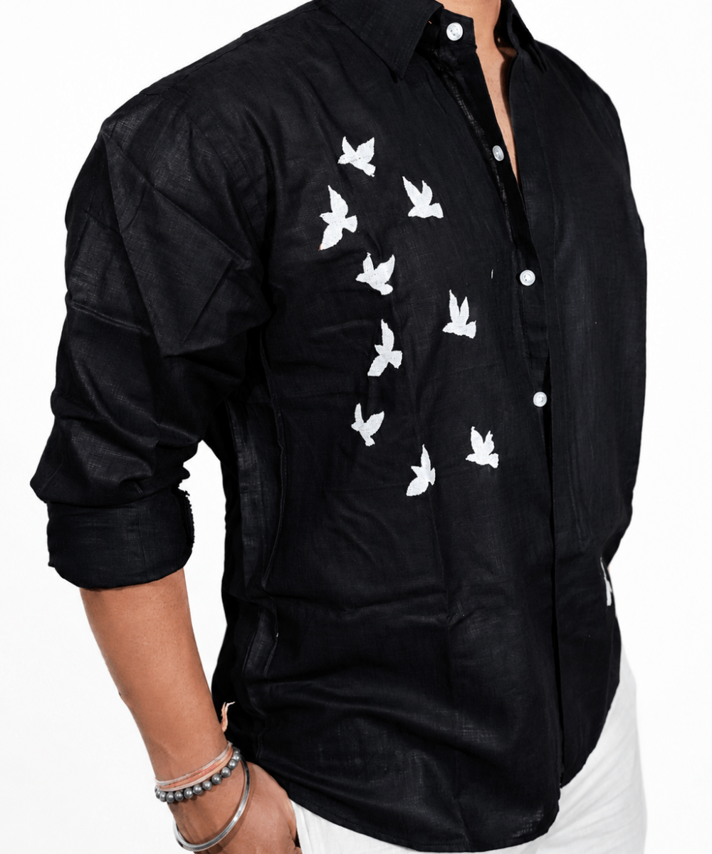 Universal Black breathable linen shirt for men