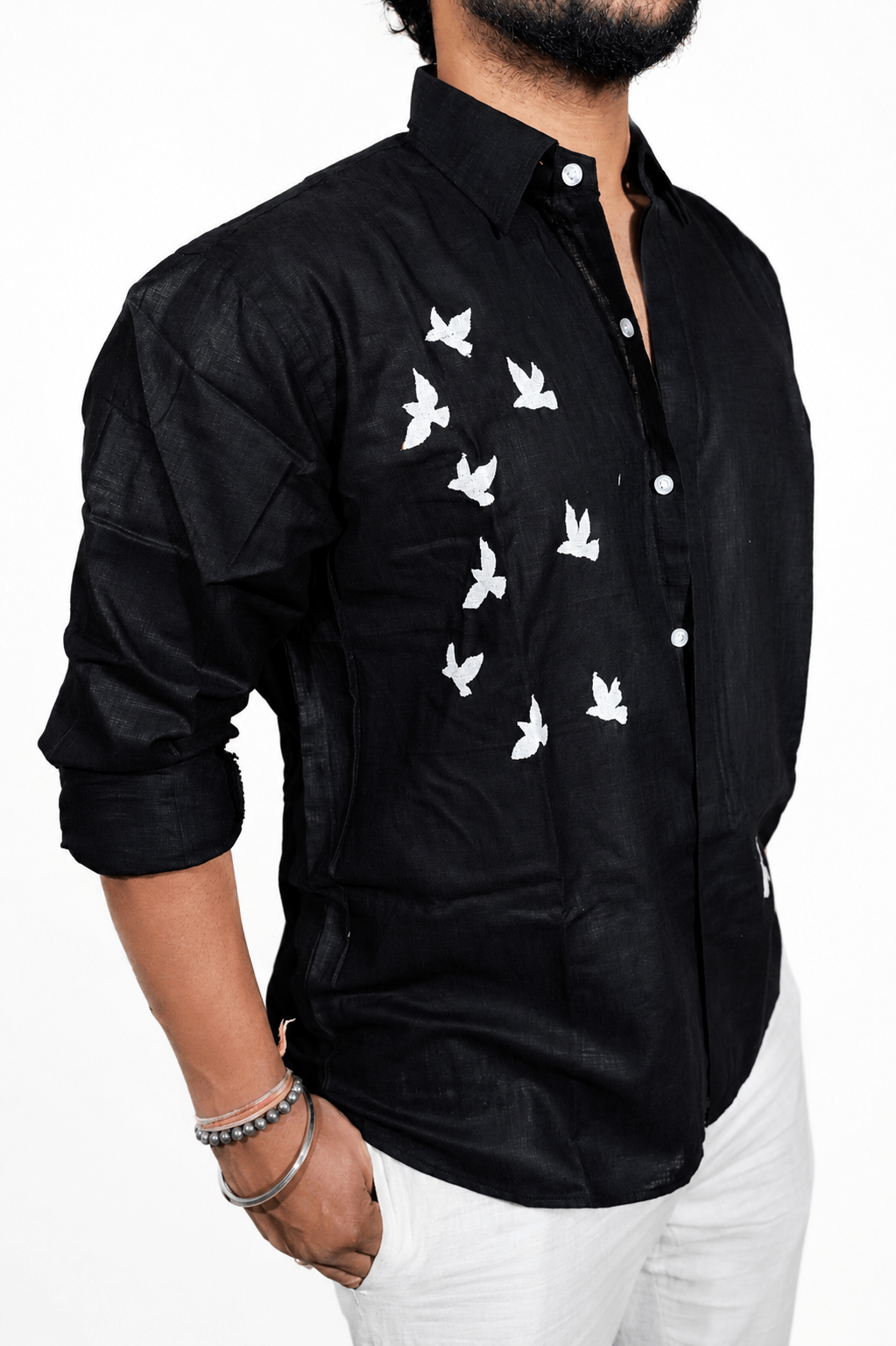 Universal Black breathable linen shirt for men