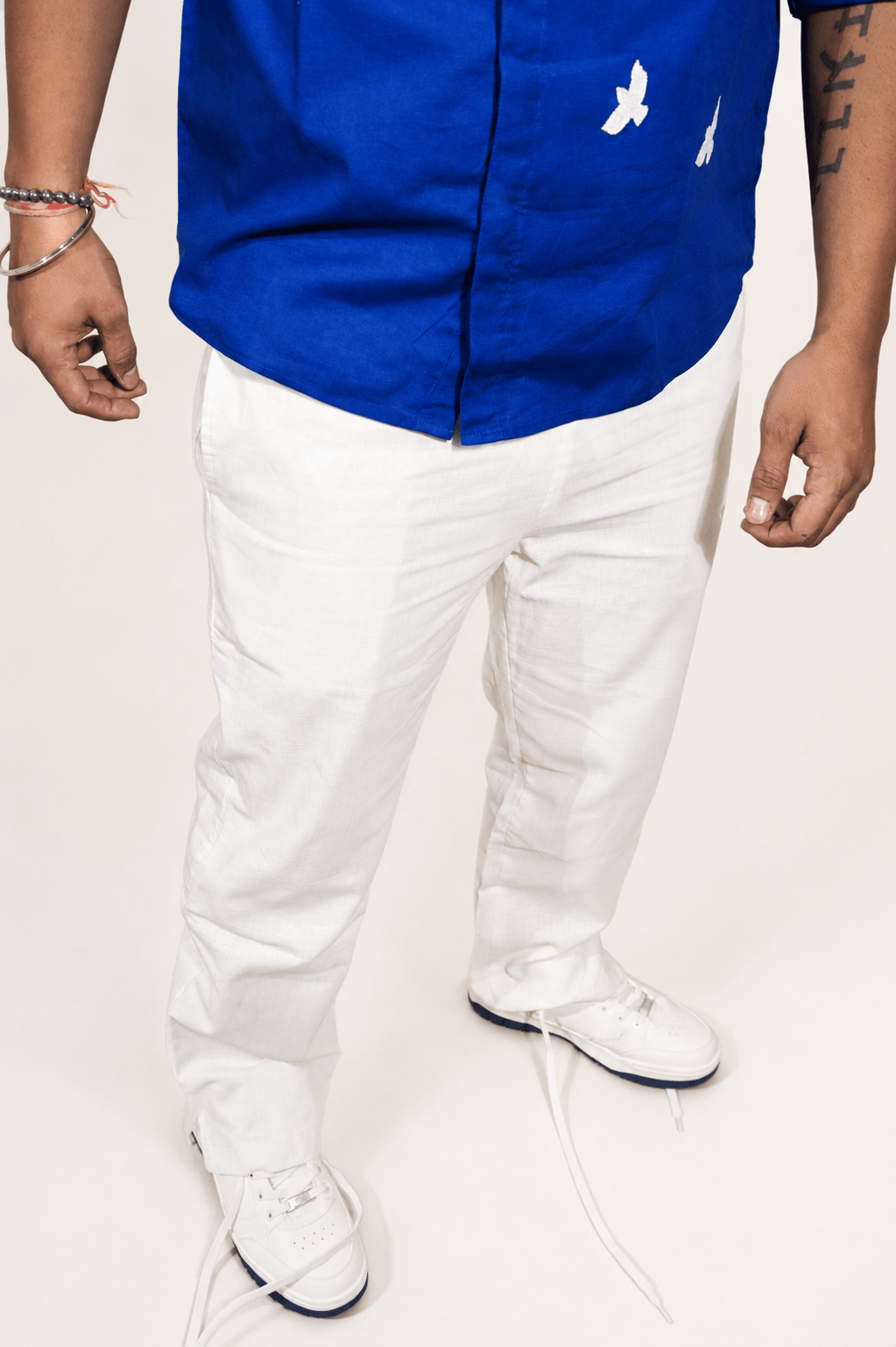 Off White breathable linen trackpants