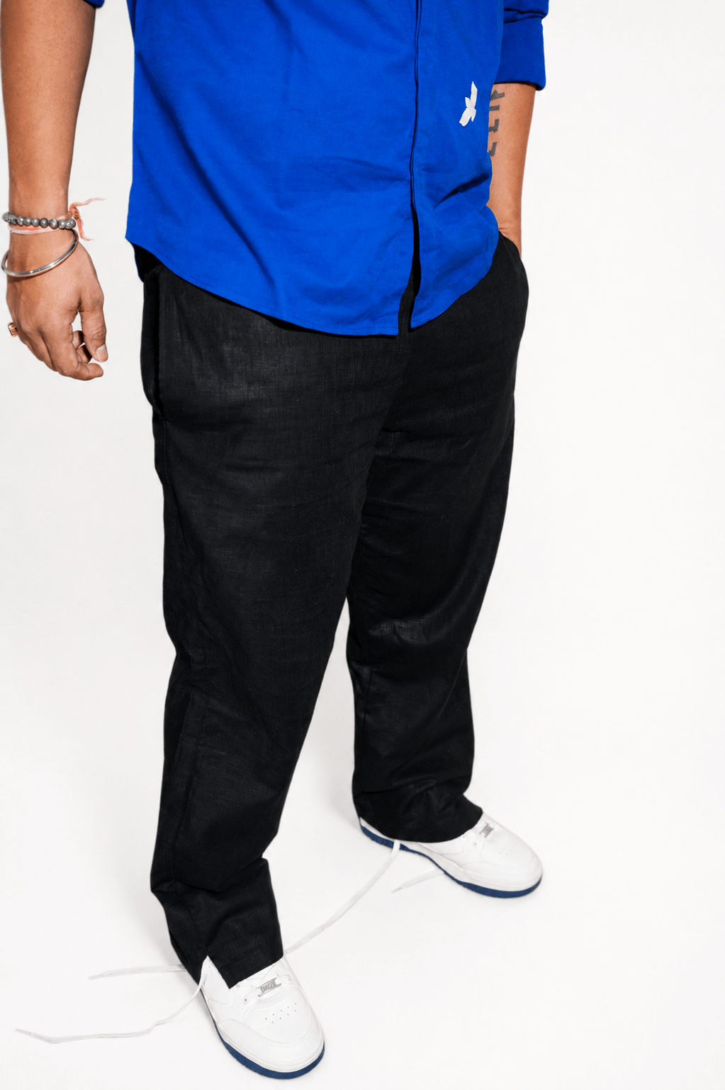Universal Z Black breathable linen trackpants