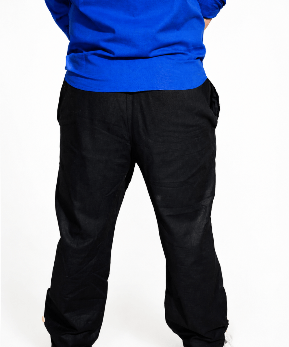 Universal Z Black breathable linen trackpants