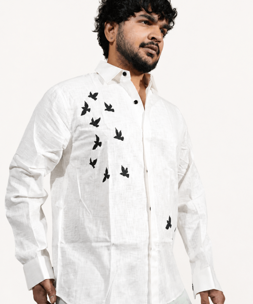 Off White breathable linen shirt for men
