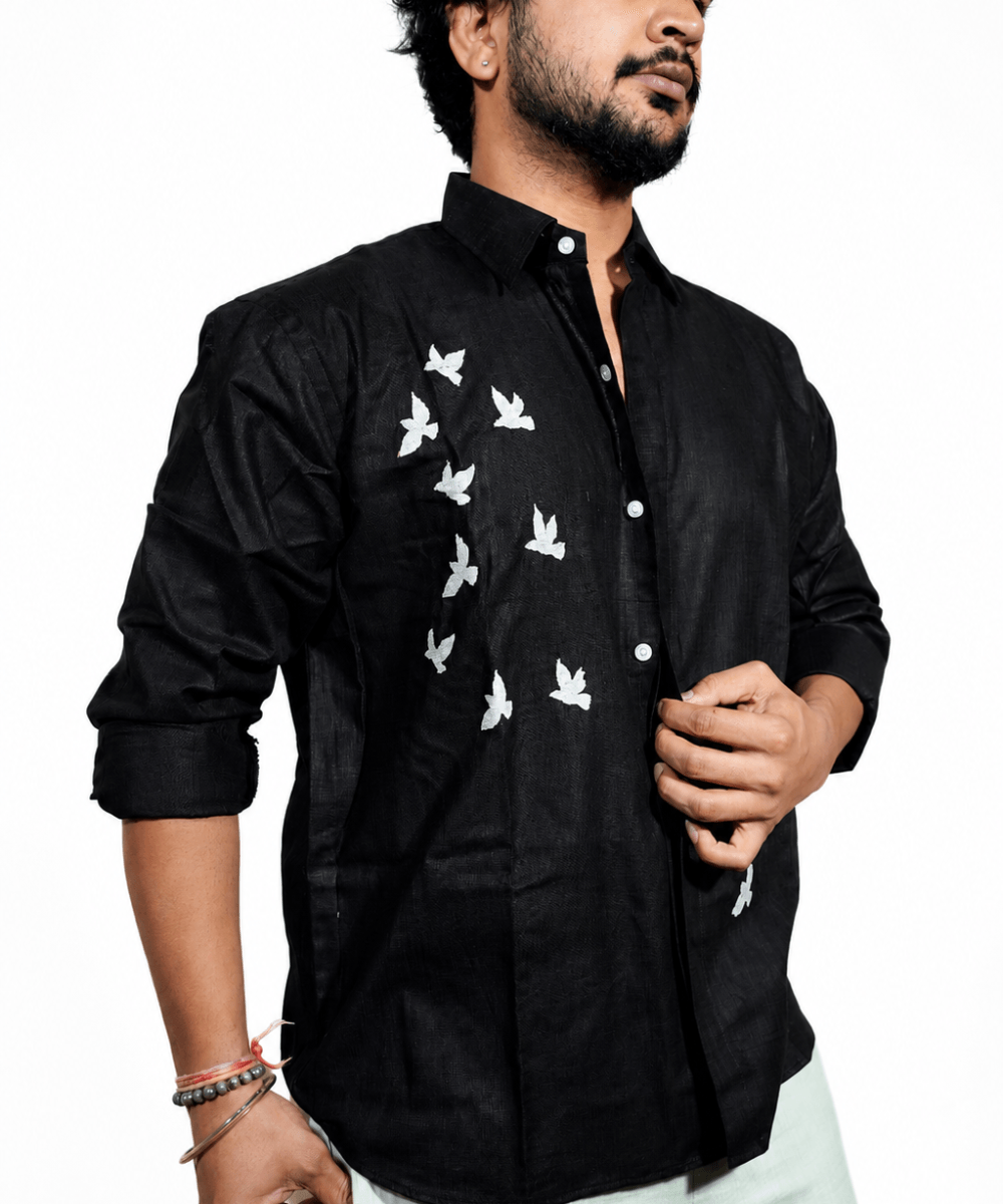 Universal Black breathable linen shirt for men