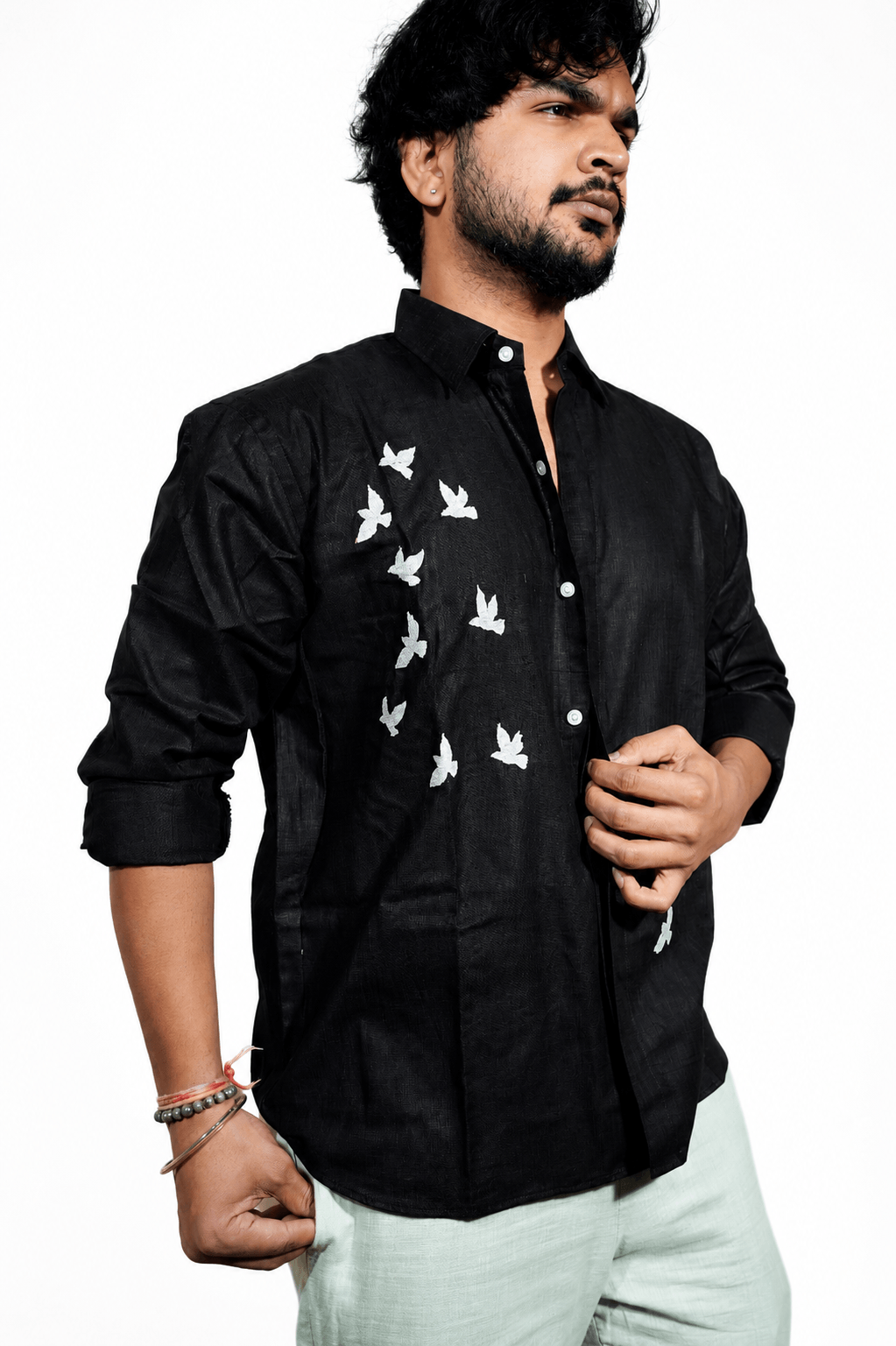 Universal Black breathable linen shirt for men