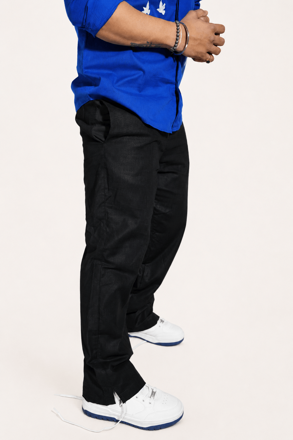 Universal Z Black breathable linen trackpants