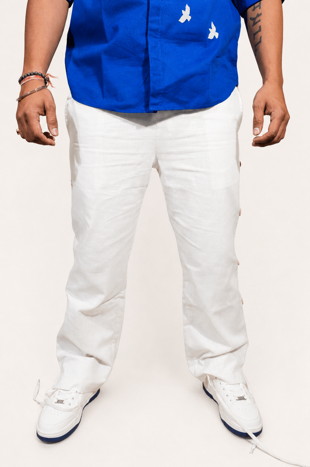 Off White breathable linen trackpants