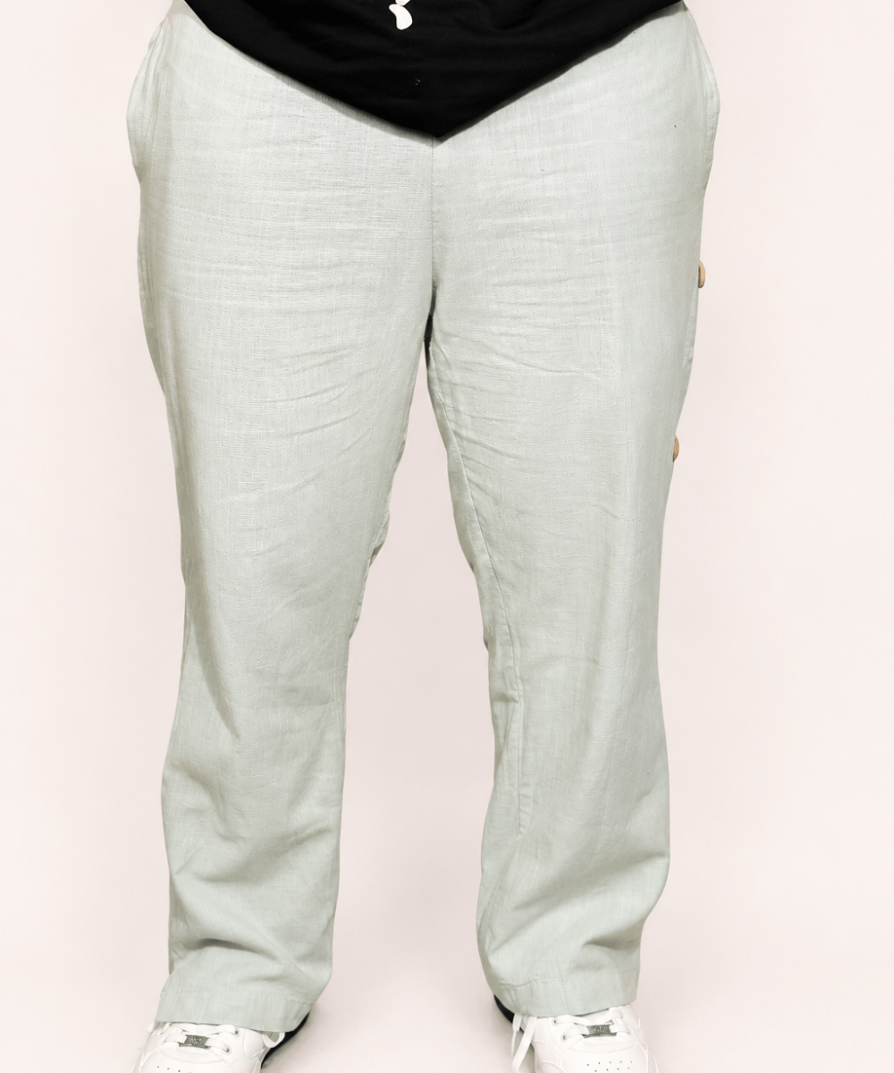 Pista Green breathable linen trackpants