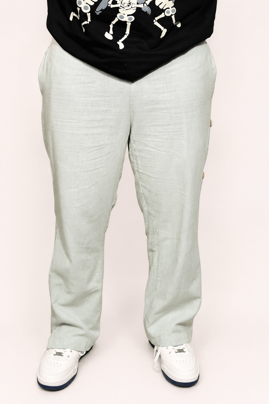 Pista Green breathable linen trackpants