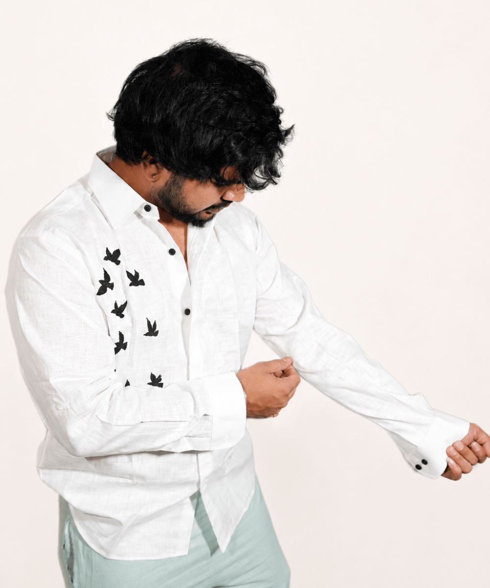 Off White breathable linen shirt for men