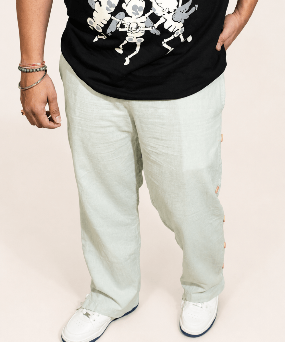 Pista Green breathable linen trackpants