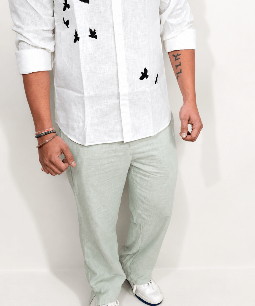 Off White breathable linen shirt for men