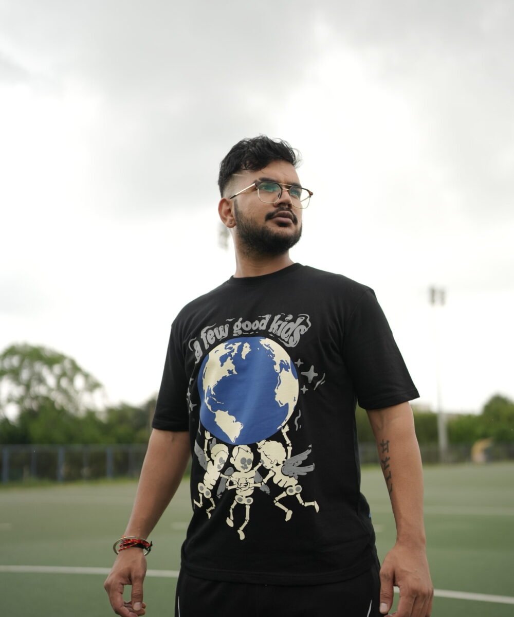 Thrill & Thread Streetwear Puffed TEE - ( Universal Black )