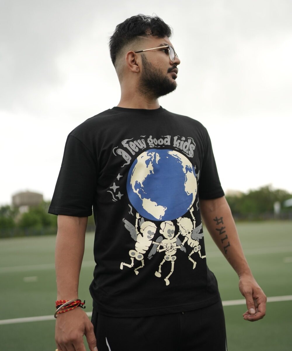 Thrill & Thread Streetwear Puffed TEE - ( Universal Black )