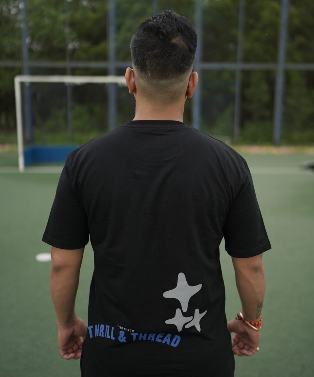 Thrill & Thread Streetwear Puffed TEE - ( Universal Black )